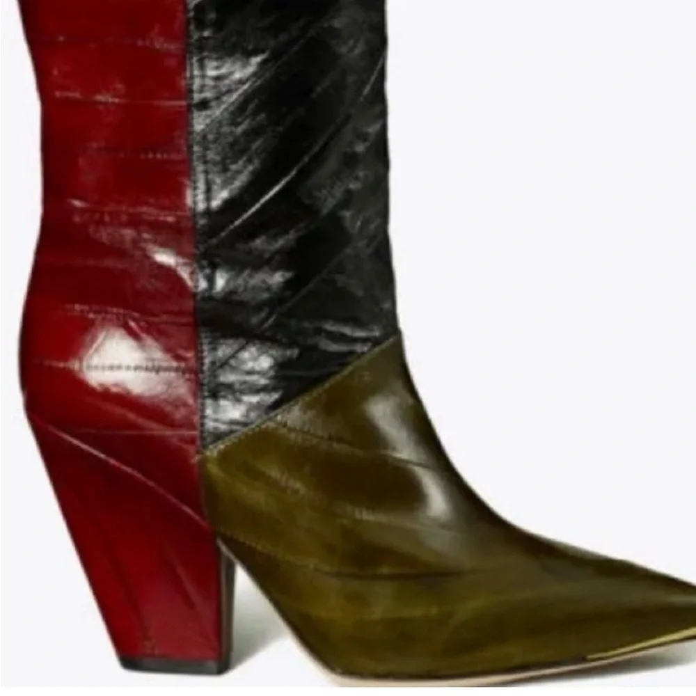 Tory Burch Lila Eel Skin Western Boot Size 10